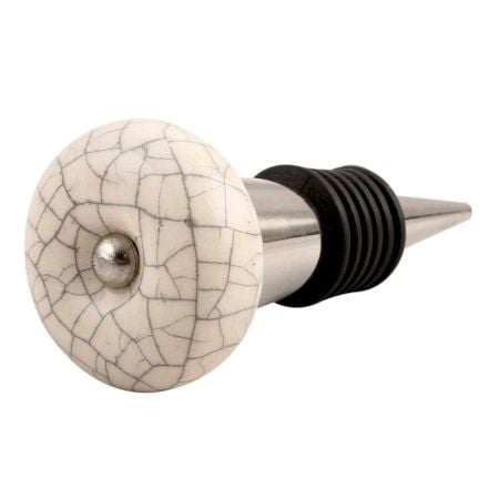 Cream Crackle Ceramic Wine Stopper